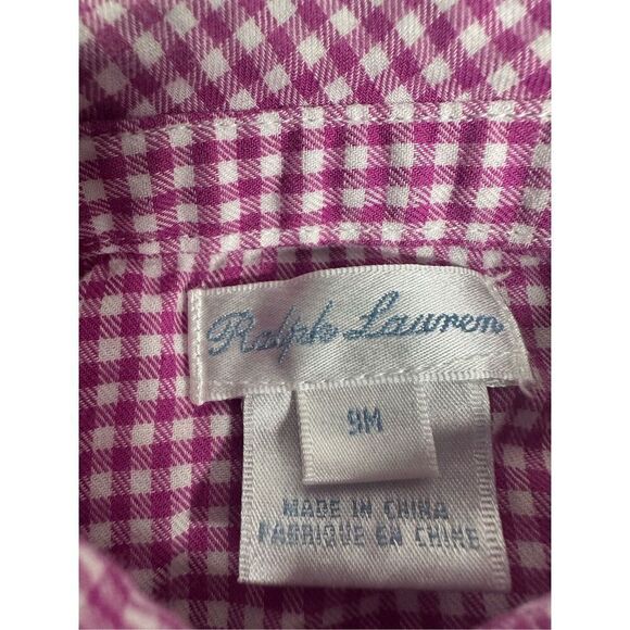 Baby Girl Ralph Lauren Striped Long Sleeve Button Up  Dress Size 9 Months Purple - Picture 2 of 6